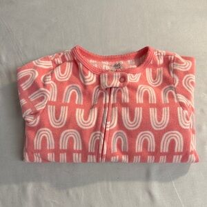 Carter's - Pink Fleece Footed Onesie Sleeper with Rainbow Pattern